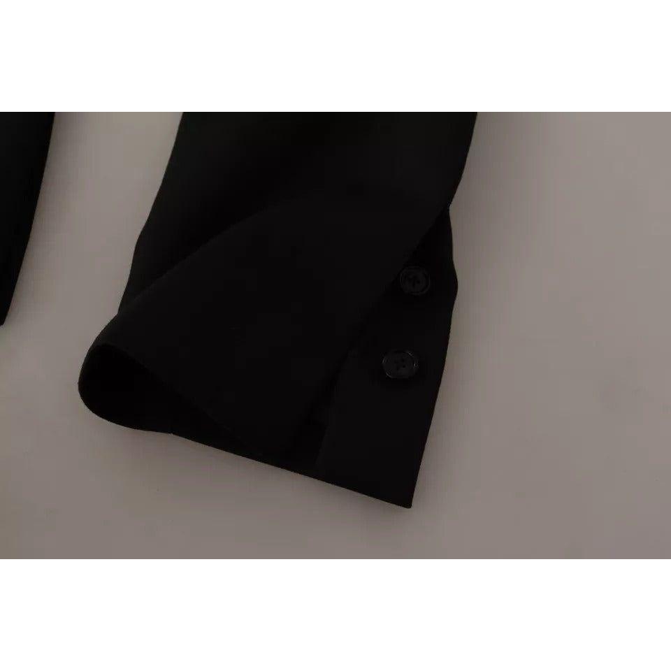 سترة بليزر من البوليستر بصف أزرار واحد باللون الأسود من دولتشي آند غابانا