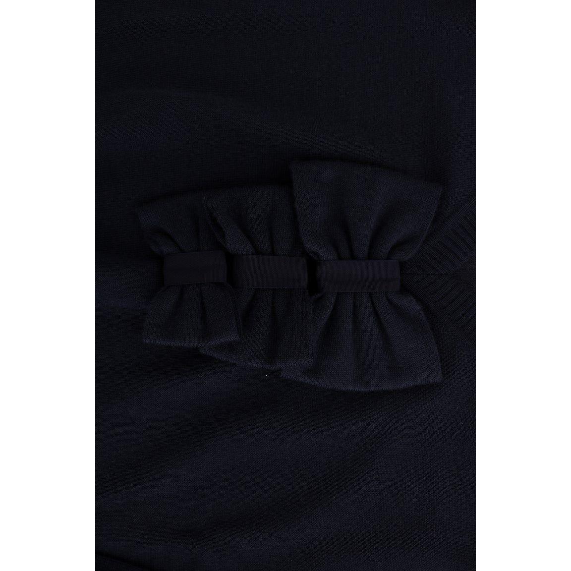 优雅过膝蓝色羊毛连衣裙