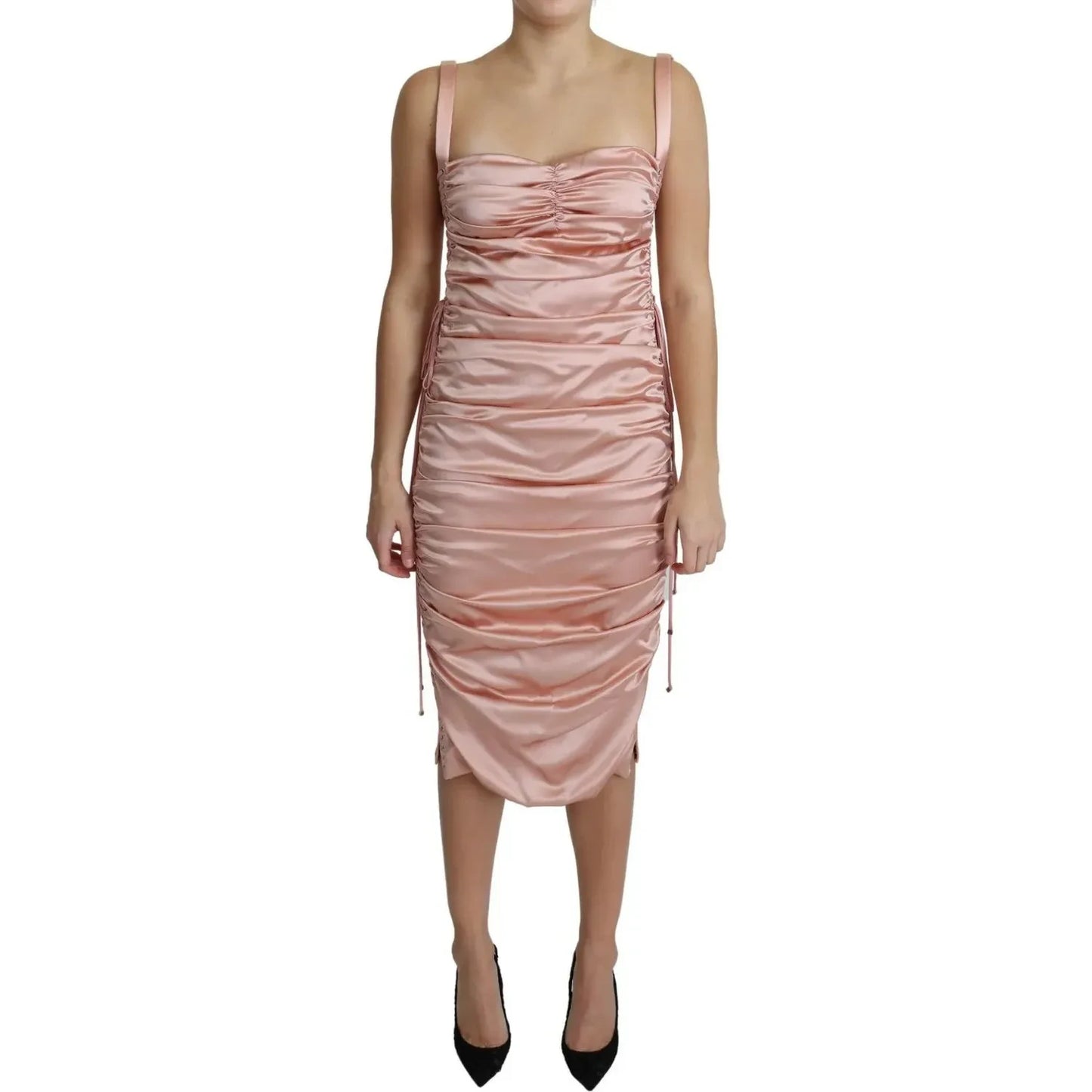 Dolce & Gabbana Pink Spaghetti Strap Bodycon Midi Dress Dolce & Gabbana