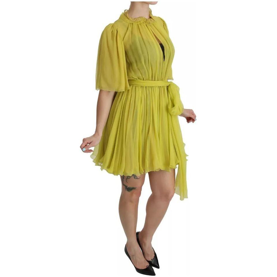 Dolce & Gabbana Yellow Shift A-line Silk Gown Dress Dolce & Gabbana