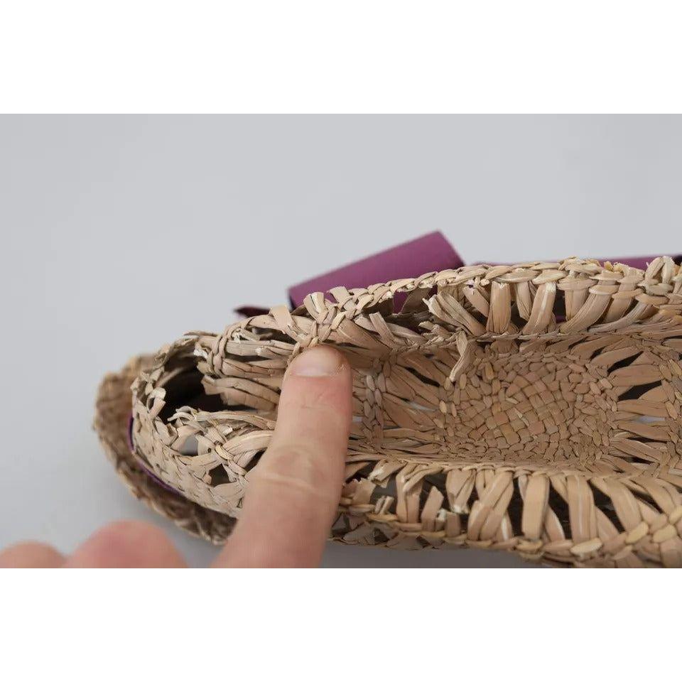 قبعة من القش مزينة بشرائط زهرية بنية اللون من دولتشي آند غابانا