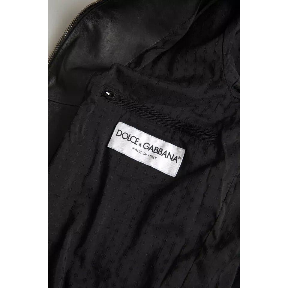 Dolce & Gabbana Black Bomber Leather Full Zip Biker Blouson Jacket Dolce & Gabbana