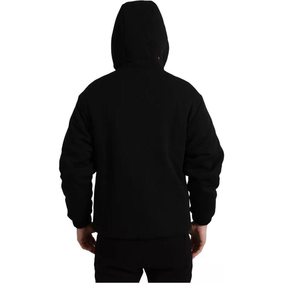 Dolce & Gabbana Black Cotton Hooded Logo Bomber Jacket Dolce & Gabbana