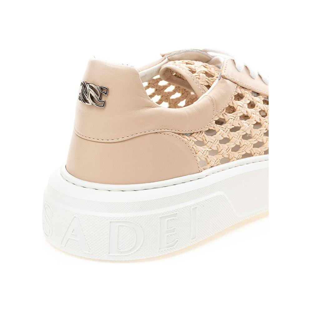 Casadei Chic Beige Leather Sneakers Casadei