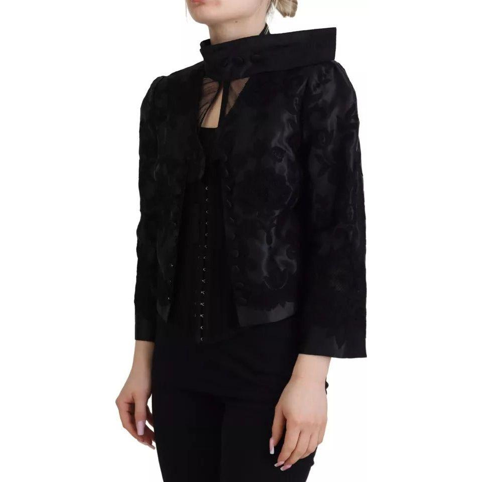 Dolce & Gabbana Black Lace Sheer Corset Organza Silk Jacket Dolce & Gabbana