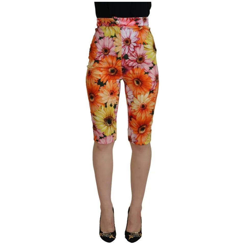 Dolce & Gabbana Multicolor Floral High Waist Cropped Pants Dolce & Gabbana