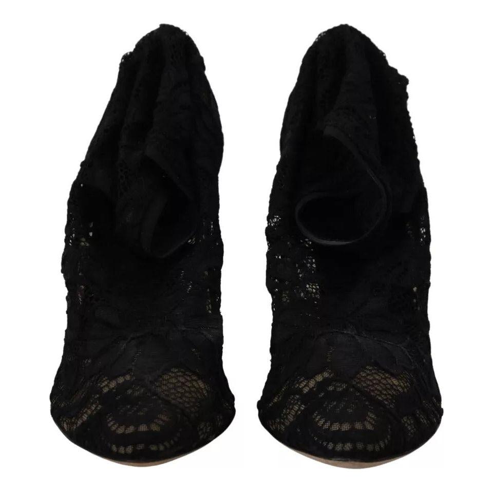 جوارب مطاطية سوداء من دولتشي آند غابانا مع حذاء برباط من تاورمينا