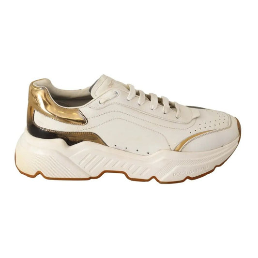 Dolce & Gabbana White Gold Leather Sport DAYMASTER Sneakers Shoes
