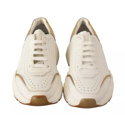 Dolce & Gabbana White Gold Leather Sport DAYMASTER Sneakers Shoes