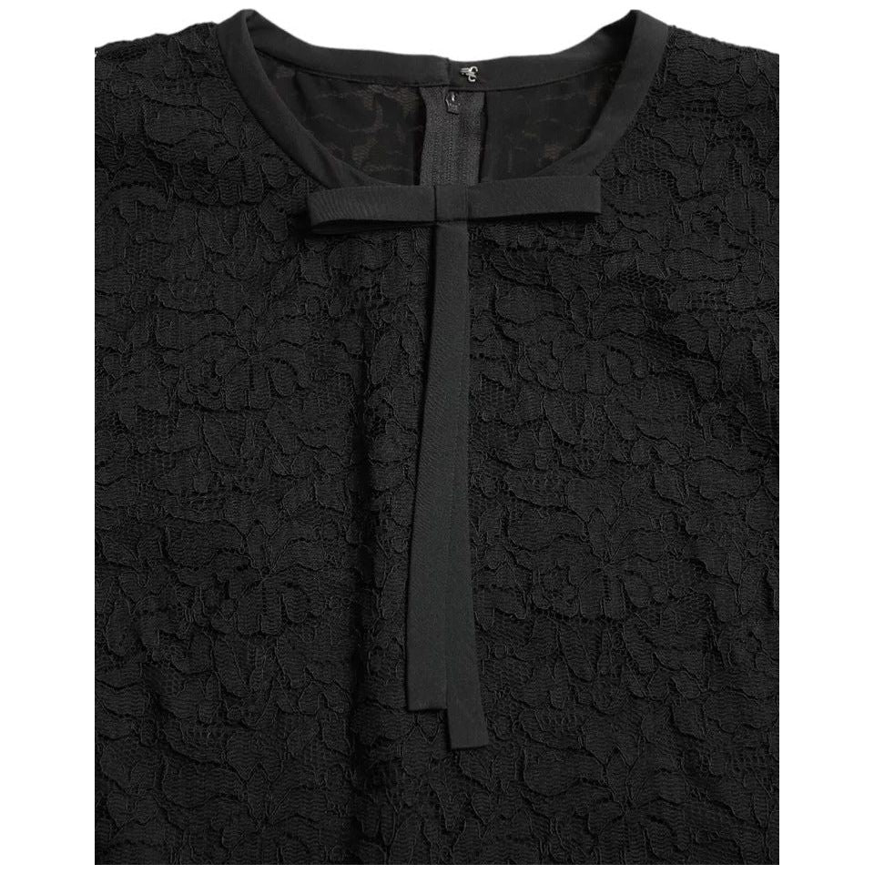 Dolce & Gabbana Black Floral Lace Blouse T-shirt Staff Top Dolce & Gabbana