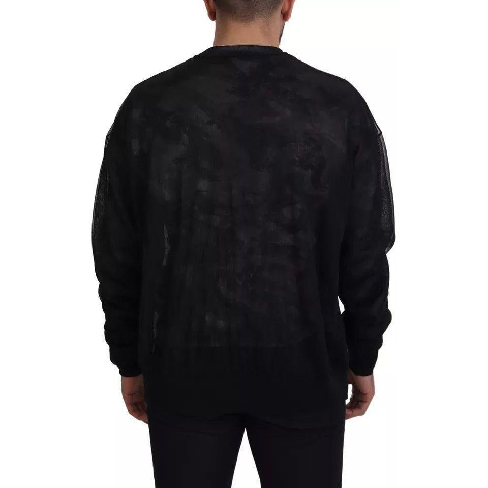 Dolce & Gabbana Black Polyester Crewneck Pullover Sweater Dolce & Gabbana