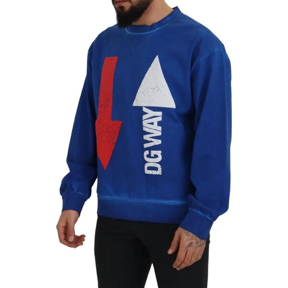 Dolce & Gabbana Blue DGWAY Cotton Crewneck Pullover Sweater Dolce & Gabbana