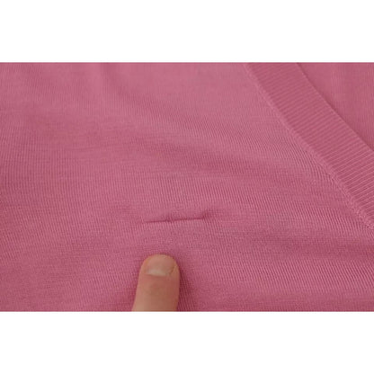 Dolce & Gabbana Pink 100% Silk Button Down Cardigan Sweater