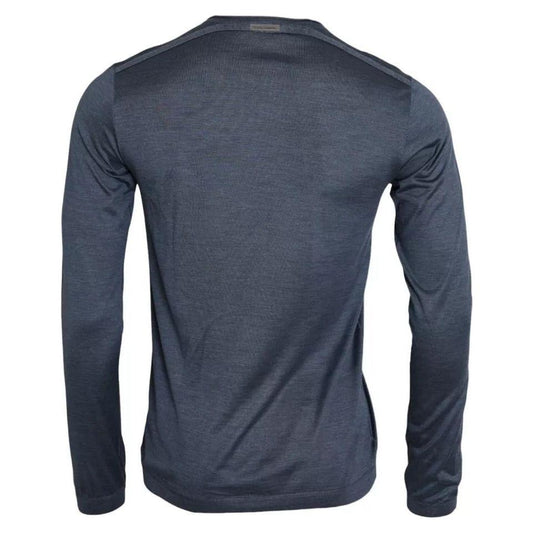 Dolce & Gabbana Dark Blue Silk Round Neck Pullover Sweater Dolce & Gabbana