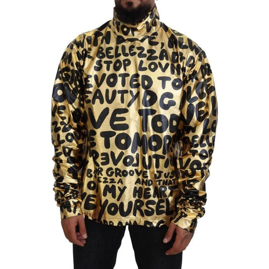 Dolce & Gabbana Gold Logo Print Turtleneck Pullover Sweater Dolce & Gabbana