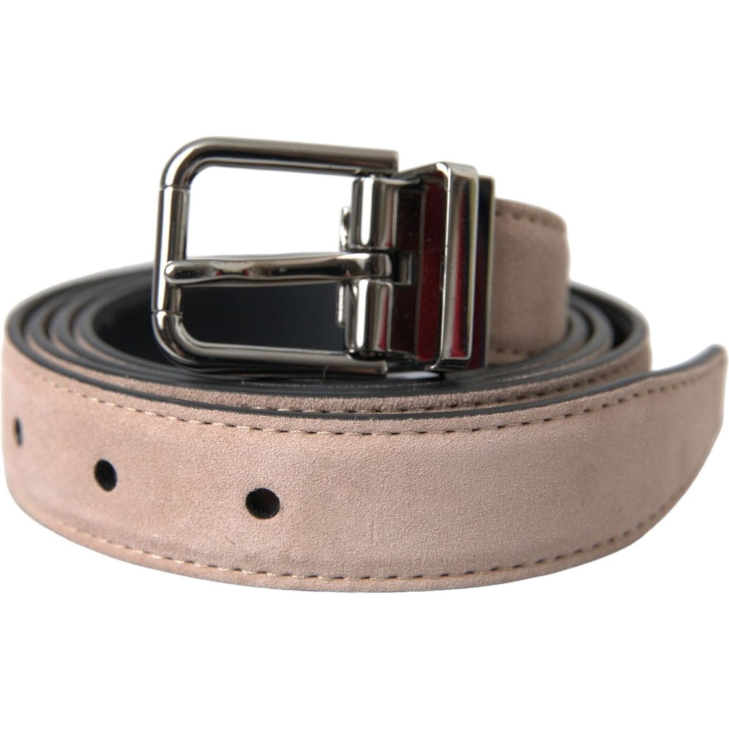 Dolce & Gabbana Beige Suede Leather Silver Buckle Belt Men Dolce & Gabbana