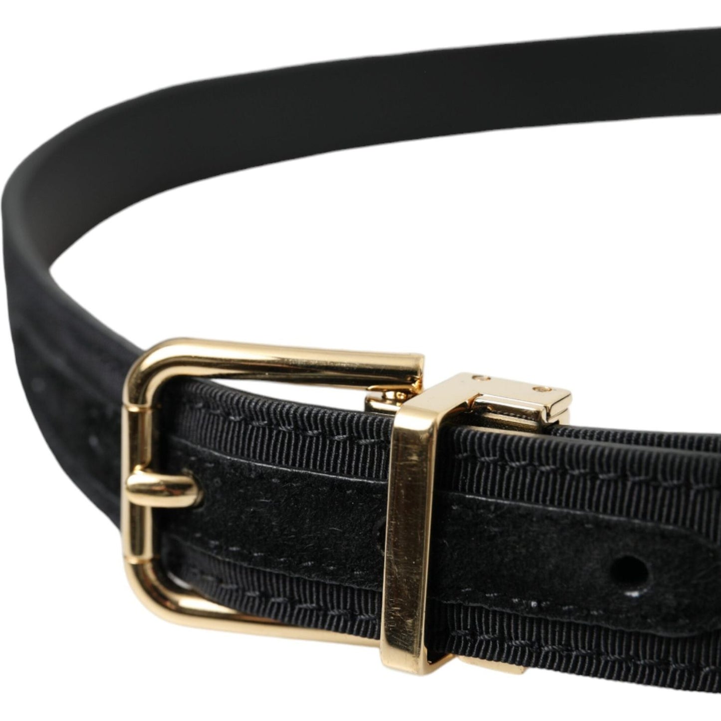 Dolce & Gabbana Black Gros Grain Gold Metal Buckle Belt Men Dolce & Gabbana