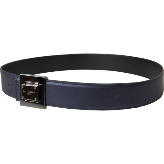 Dolce & Gabbana Blue Leather Square Metal Buckle Belt Dolce & Gabbana