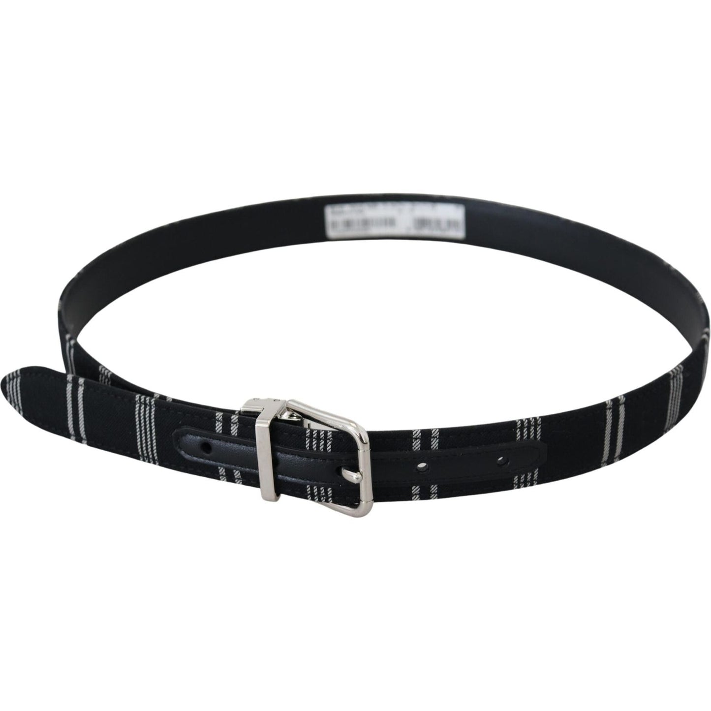 Dolce & Gabbana Black White Cotton Metal Silver Buckle Belt Dolce & Gabbana