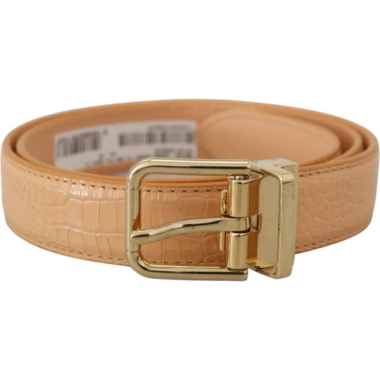 Dolce & Gabbana Beige Exotic Leather Gold Metal Buckle Belt Dolce & Gabbana