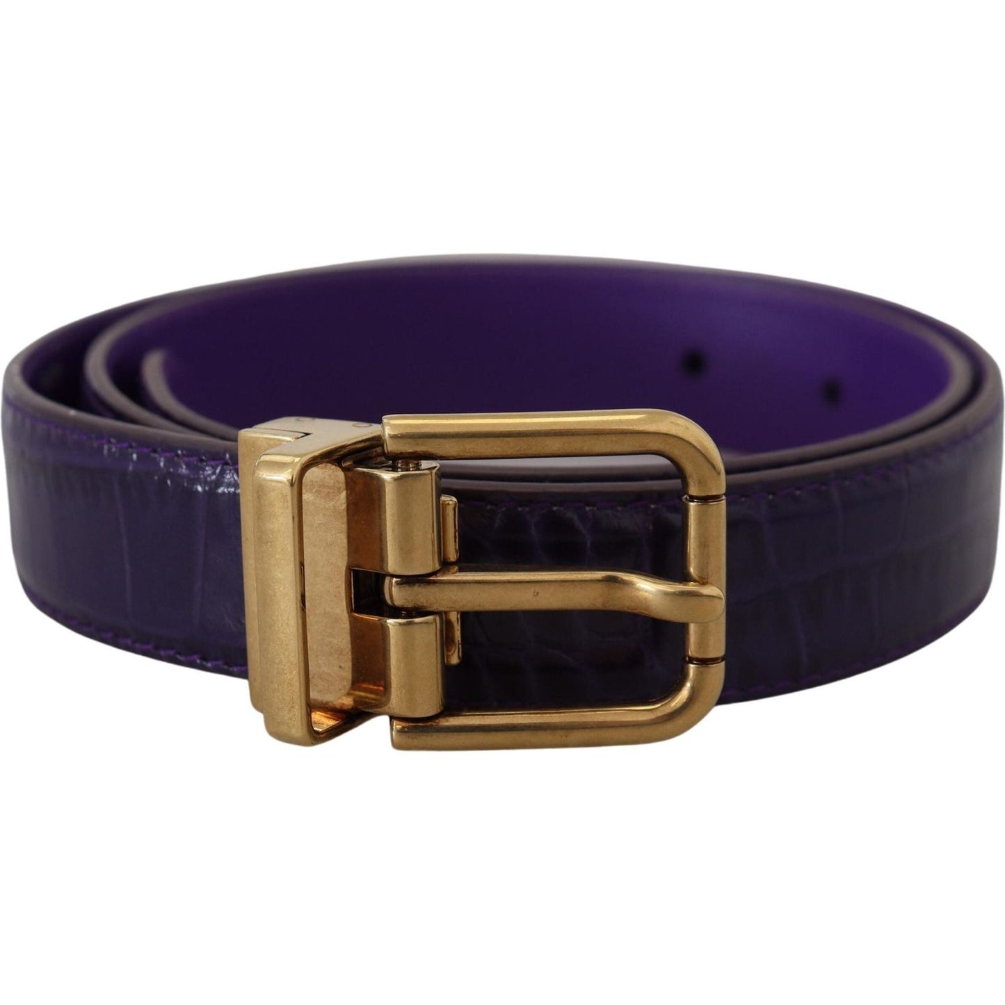 Dolce & Gabbana Purple Exotic Leather Gold Metal Buckle Belt Dolce & Gabbana