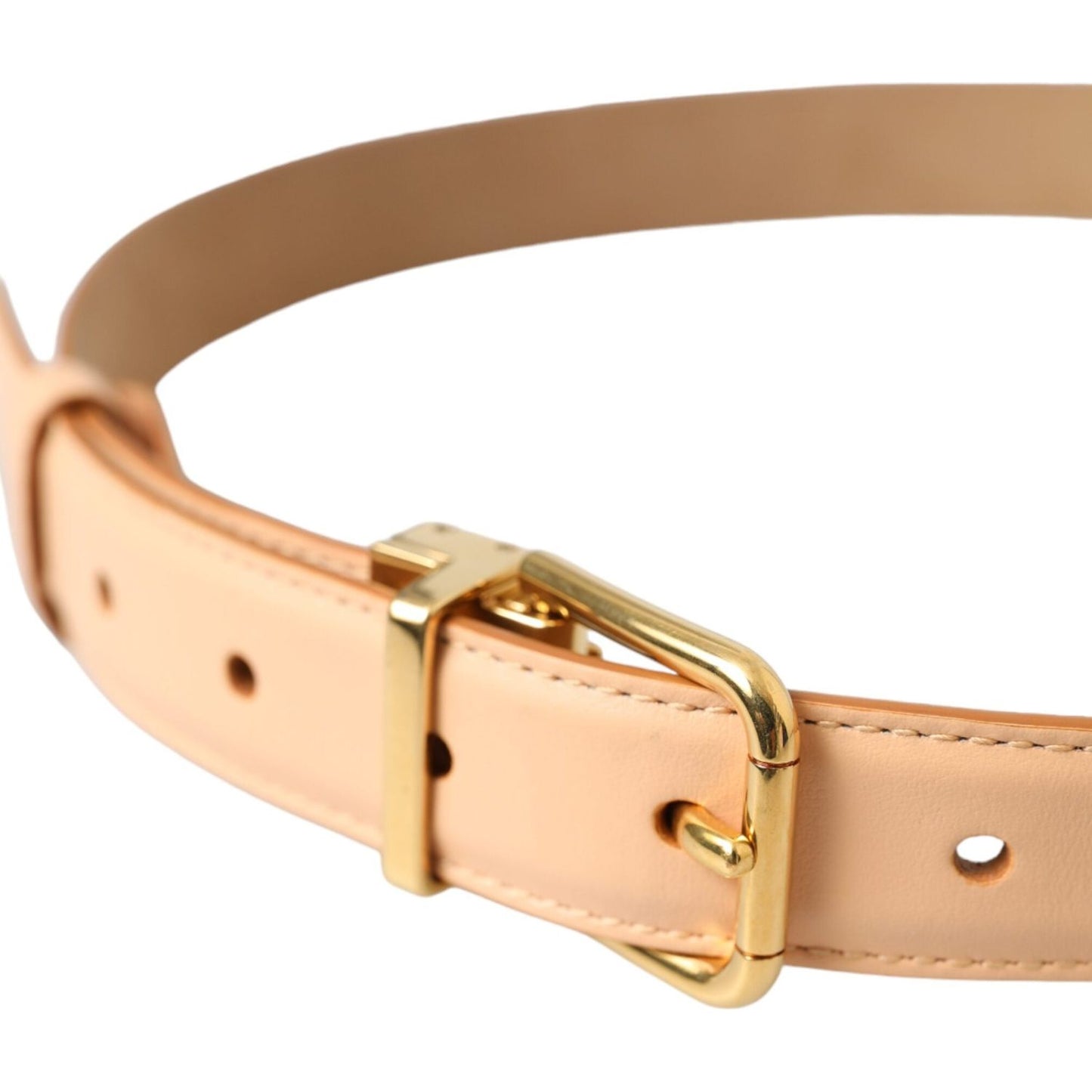 Dolce & Gabbana Beige Calfskin Leather Gold Metal Buckle Belt Dolce & Gabbana