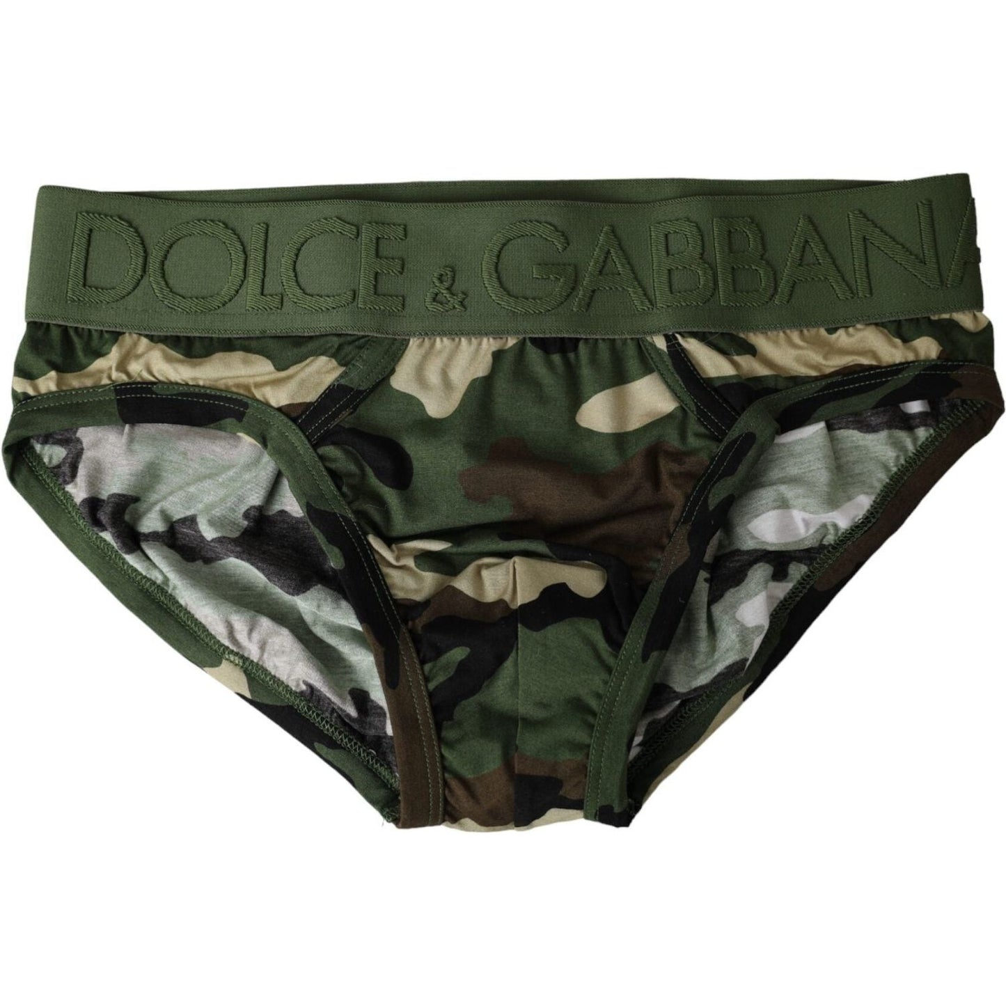 Dolce & Gabbana Green Camouflage Logo Cotton Mid Slip Underwear Dolce & Gabbana