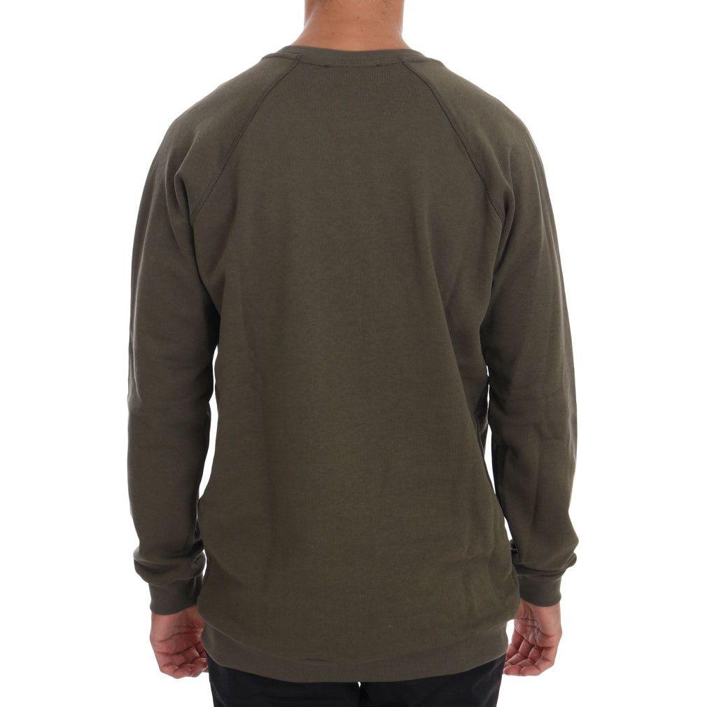 Daniele Alessandrini Stunning Green Crewneck Cotton Sweater Daniele Alessandrini