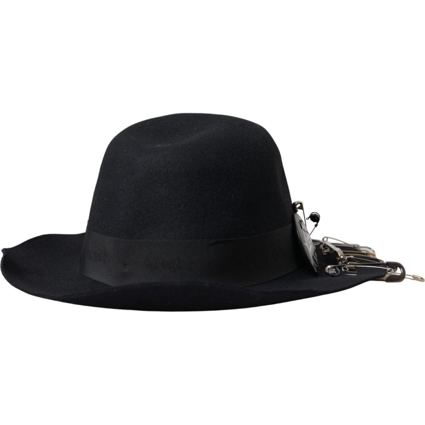 Dolce & Gabbana Black Embellished Fedora Wide Brim Hat Men Dolce & Gabbana