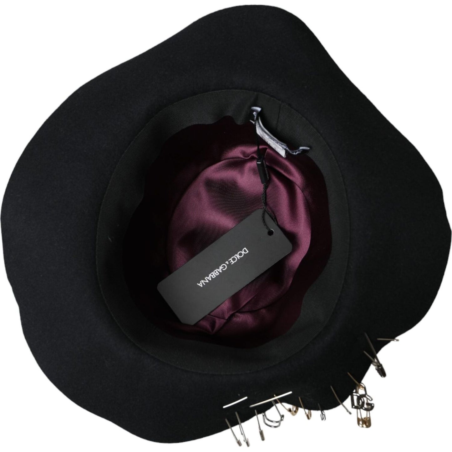 Dolce & Gabbana Black Embellished Fedora Wide Brim Hat Men Dolce & Gabbana