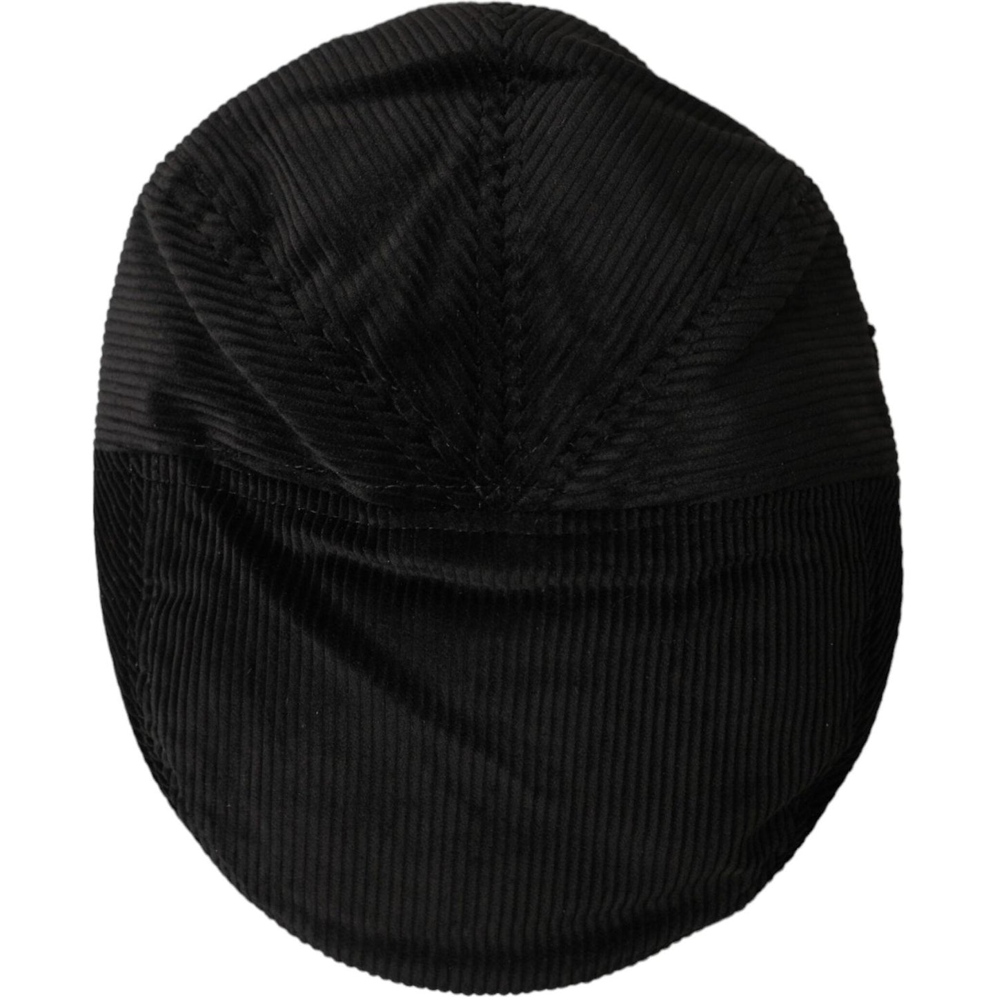 Dolce & Gabbana Black Corduroy Crown Newsboy Hat Men Dolce & Gabbana