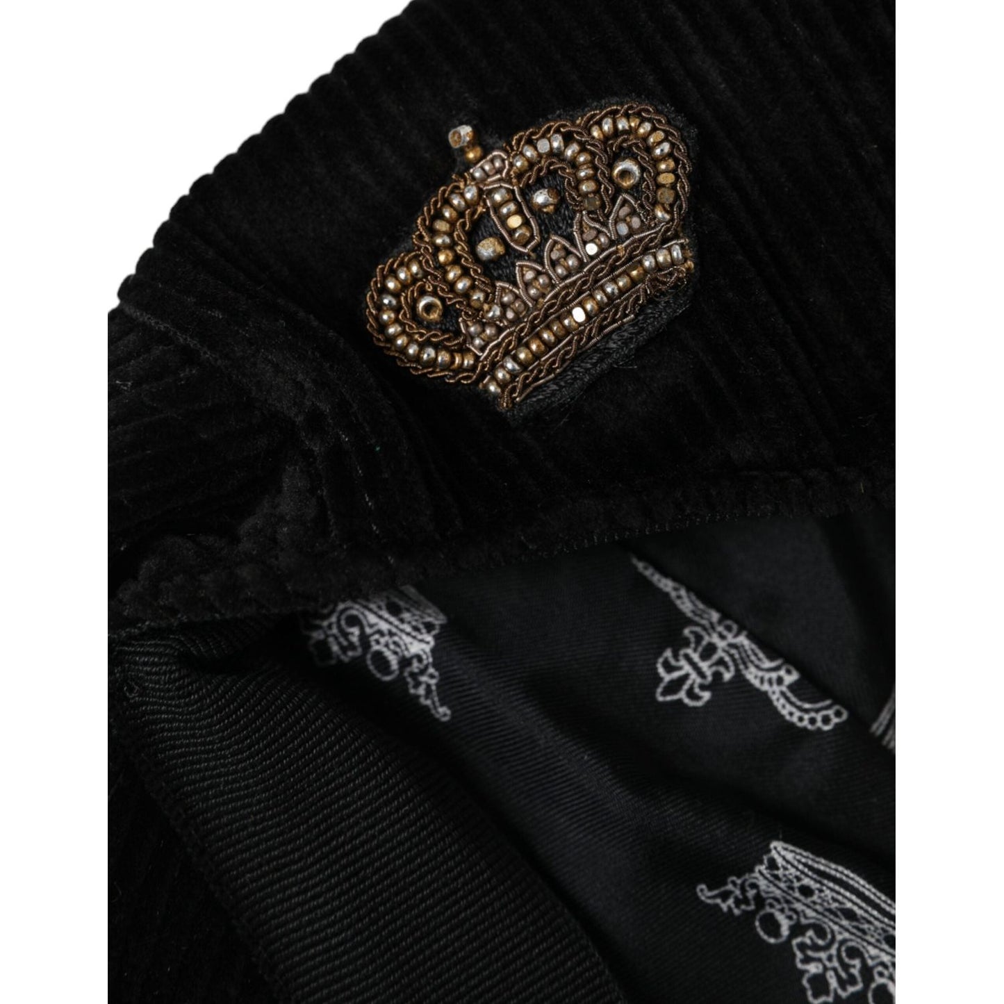 Dolce & Gabbana Black Corduroy Crown Newsboy Hat Men Dolce & Gabbana