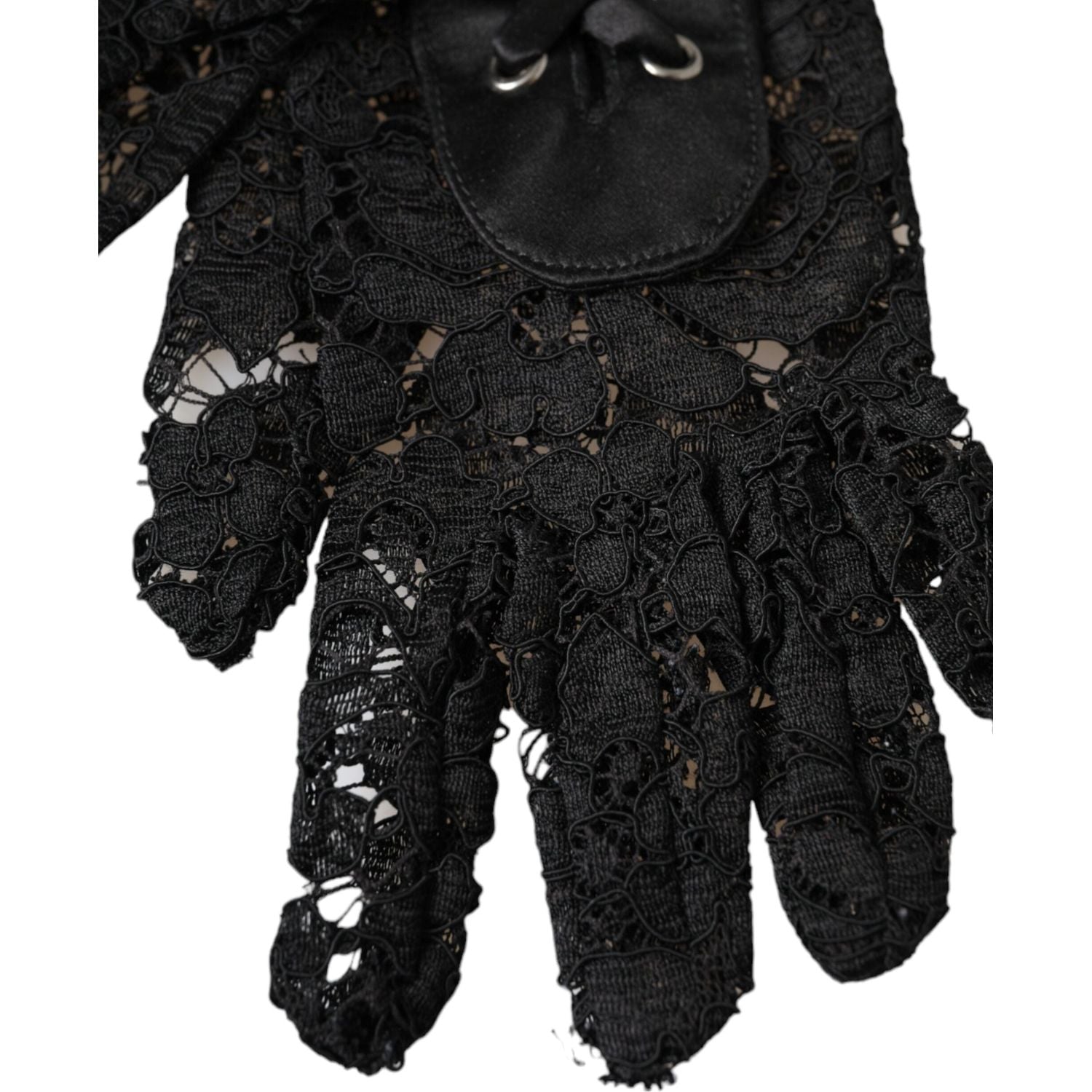 Dolce & Gabbana Black Taormina Lace Elbow Length Gloves