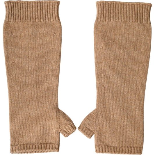 Dolce & Gabbana Brown Cashmere Knitted Finger Less Gloves Dolce & Gabbana