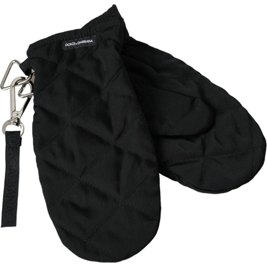 Dolce & Gabbana Black Quilted Nylon Wrist Length Mitten Gloves Dolce & Gabbana