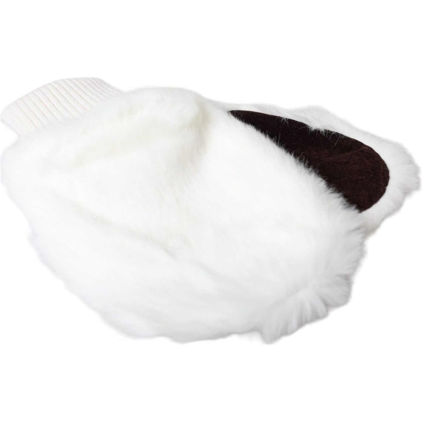 Dolce & Gabbana White Acrylic Knitted Fur Wrist Mitten Gloves Dolce & Gabbana