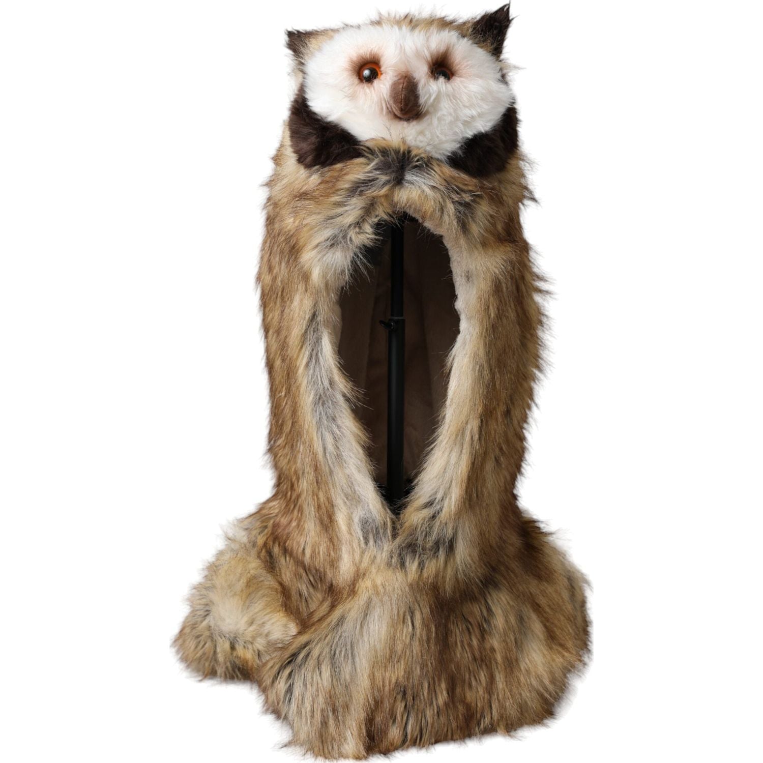 قبعة دولتشي آند غابانا ذات الرأس الكامل من الفرو الصناعي على شكل بومة بنية اللون