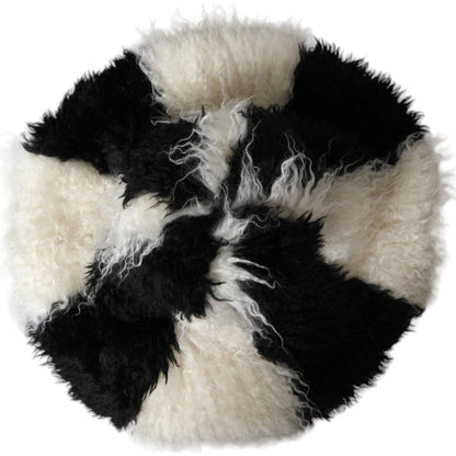 Dolce & Gabbana Black White Stripes Mohair Fur Bucket Hat