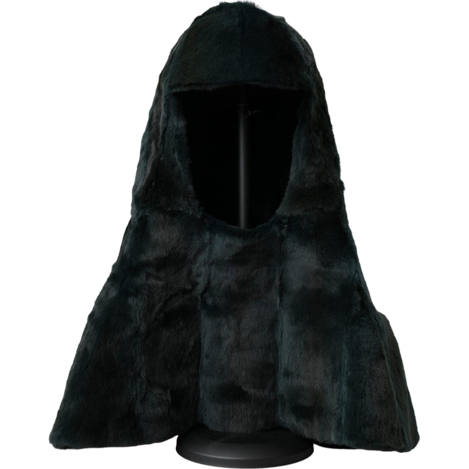 قبعة دولتشي آند غابانا من فرو الوعل الأسود لتغطية الرأس بالكامل