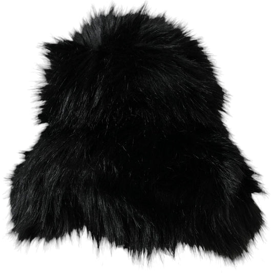 Dolce & Gabbana Black Faux Fur Womens Bucket Hat Dolce & Gabbana