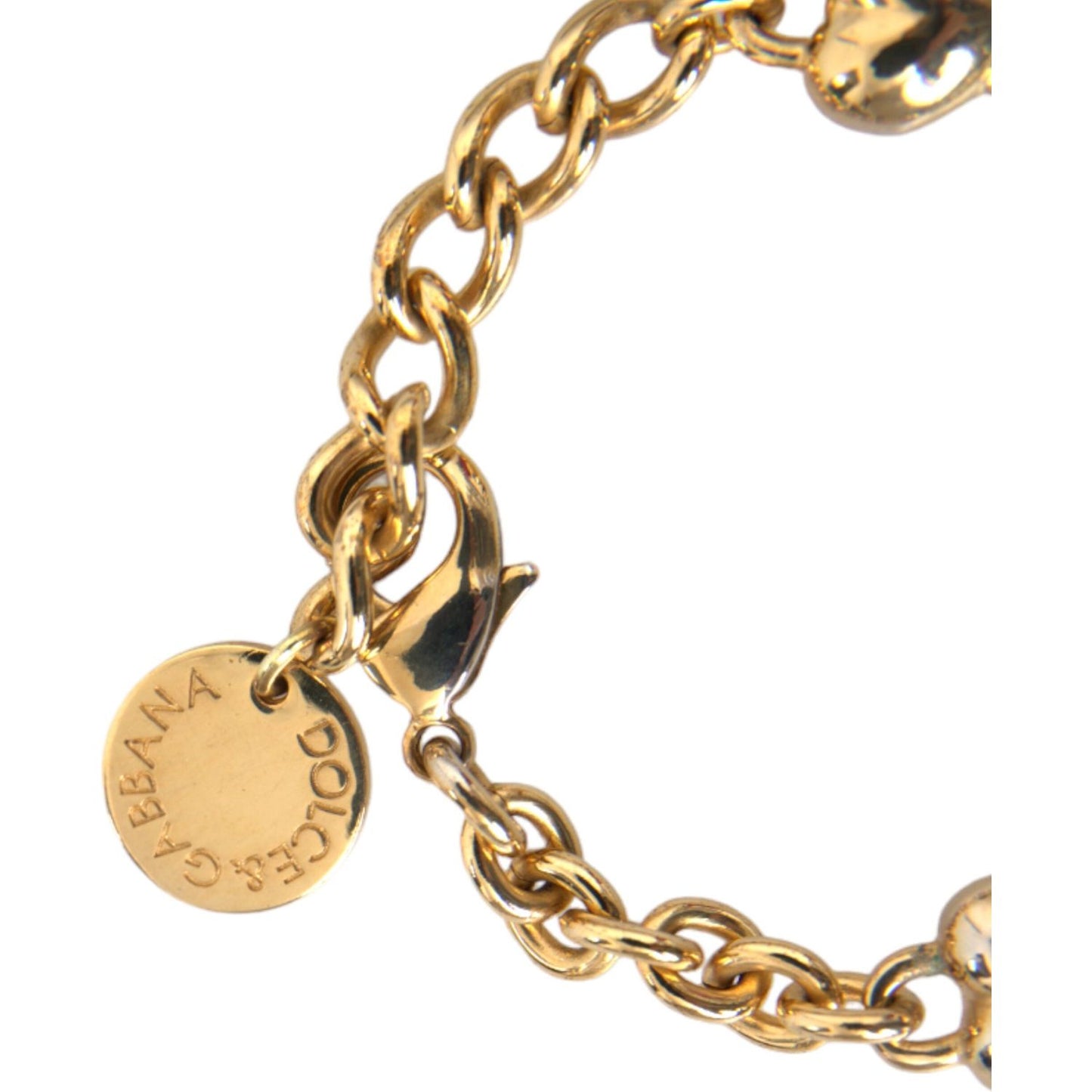 Dolce & Gabbana Gold Tone Brass Chain MY DOG Heart Bracelet Dolce & Gabbana