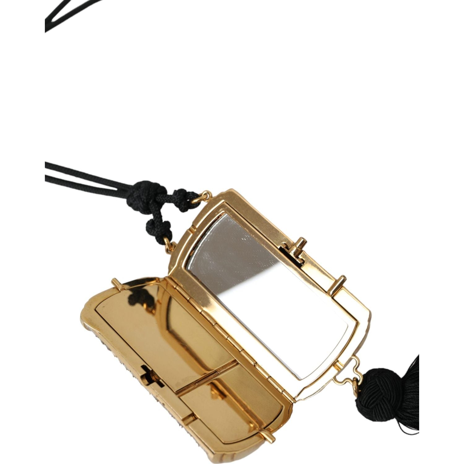 حقيبة دولتشي آند غابانا لحمل مستحضرات التجميل من الجلد الاستوائي باللون البيج مع مرآة صغيرة