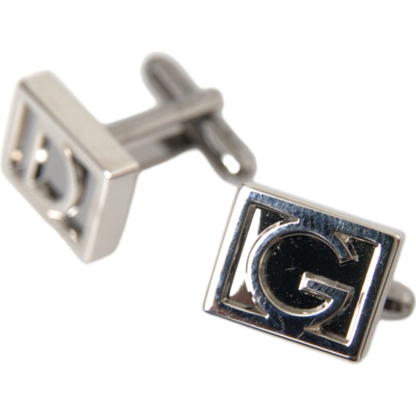 Dolce & Gabbana Silver Plated Metal Brass DG Logo Pin Cufflinks Dolce & Gabbana