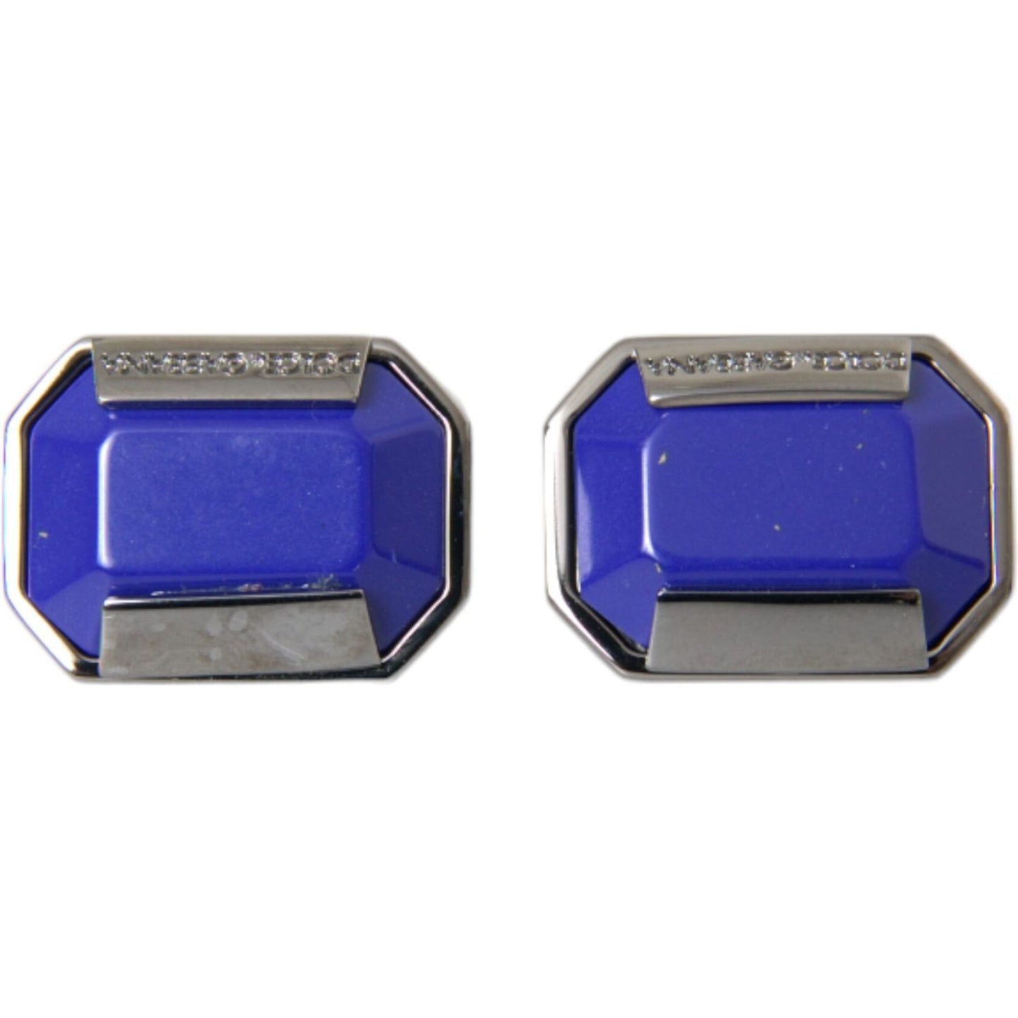 Dolce & Gabbana Silver Plated Brass Pin Crystal Cufflinks
