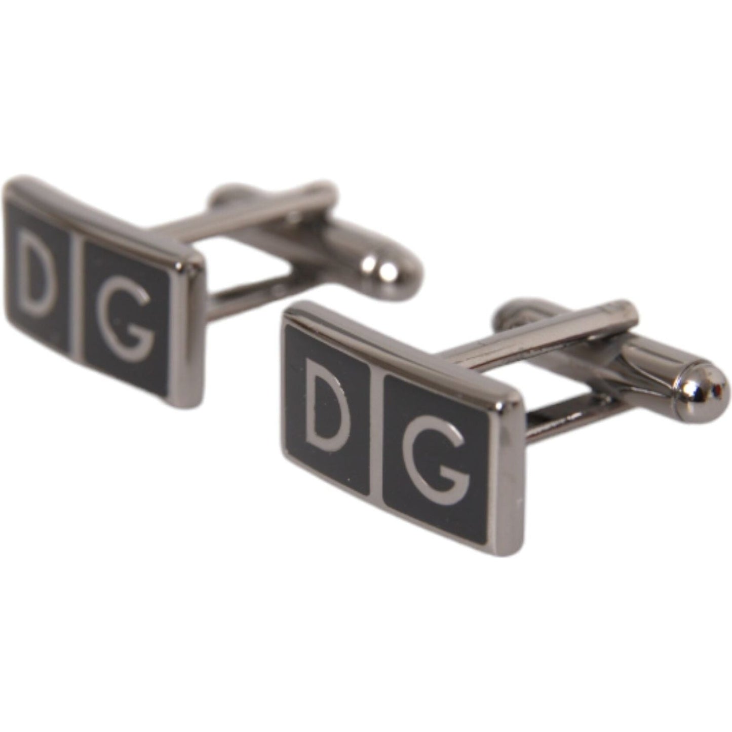 Dolce & Gabbana Silver Plated Metal Brass DG Logo Pin Cufflinks Dolce & Gabbana