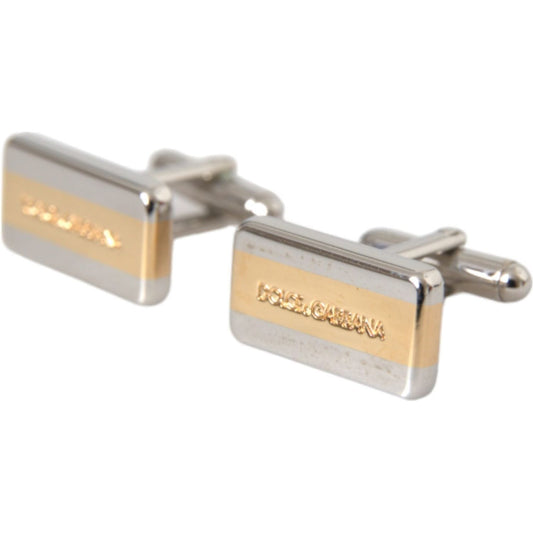 Dolce & Gabbana Silver Gold Plated Brass DG Logo Pin Cufflinks Dolce & Gabbana