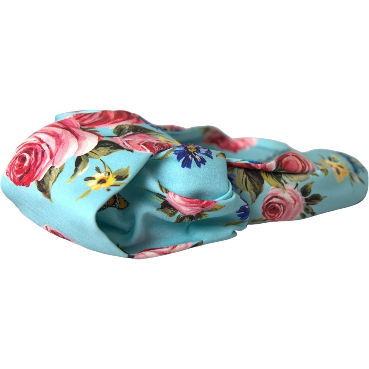 Dolce & Gabbana Turquoise Floral Applique Silk Women Headband Diadem Dolce & Gabbana