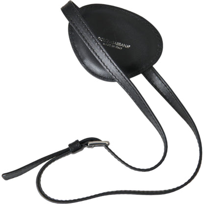 Dolce & Gabbana Black Calfskin Leather Metal DG Logo Eye Patch