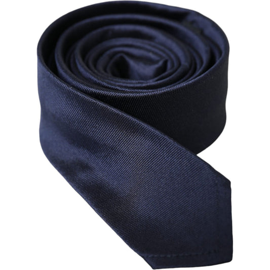 Dolce & Gabbana Blue Solid Silk Adjustable Tie Men Dolce & Gabbana