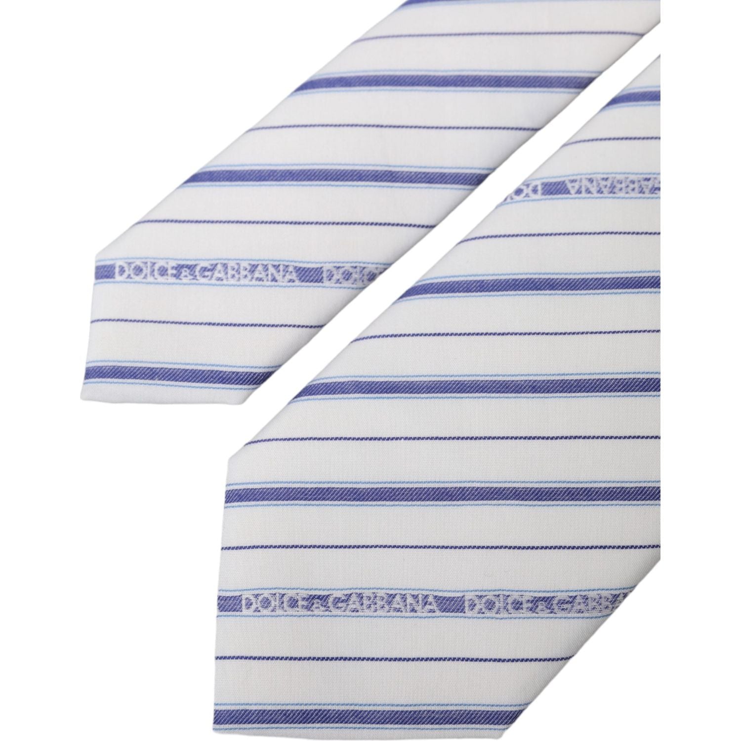 Dolce & Gabbana White Blue Stripes Silk Adjustable Tie